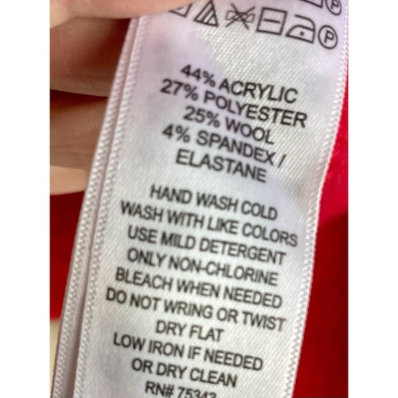 Adrienne‎ Vittadini Sweater M Winter Red wool Blend Cozy Wrap Cardigan - Picture 6 of 11